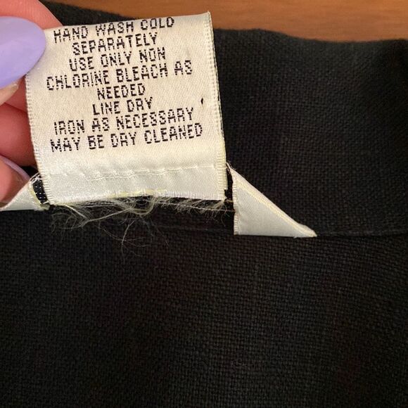 JPR Outfit 100% linen black eyelet short sleeve bottom up shirt size S - Picture 6 of 8